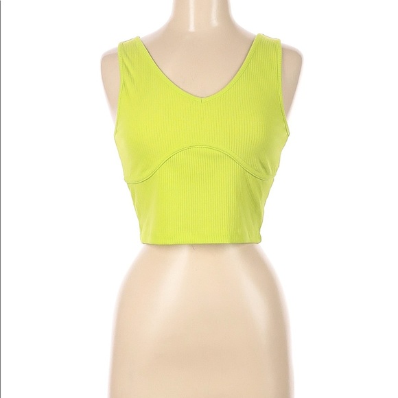 Tops - Bright Green V-Neck Tank Top M